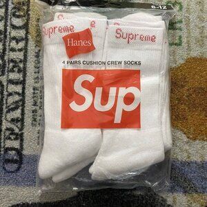 Supreme Hanes Socks (4 Pairs / 1 Pack) White